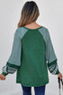 Contrast Print Striped Raglan Crew Neck Loose Long Sleeve Top